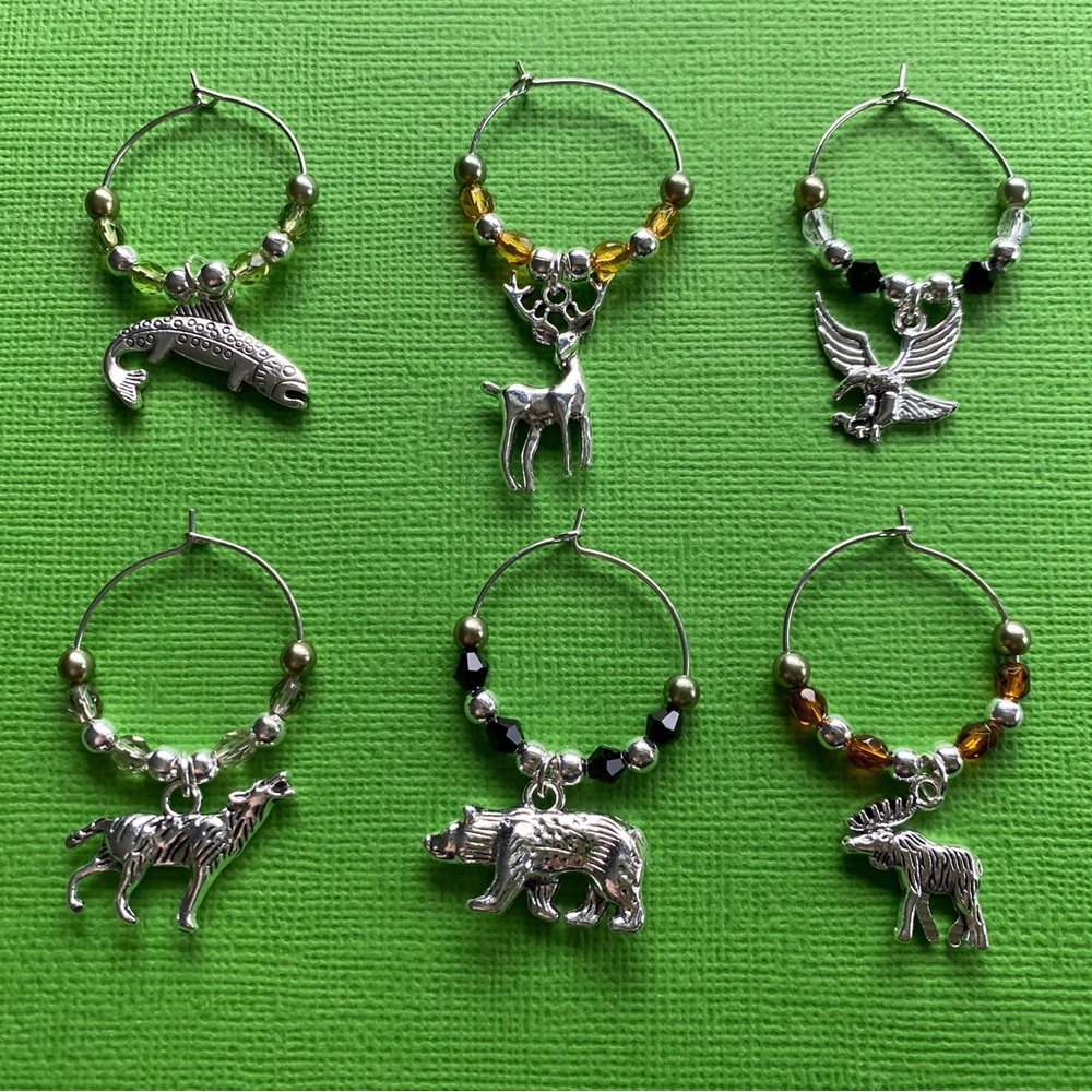 Canadian Wildlife Wine Glass Charms